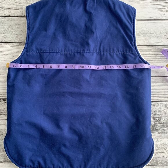 Vintage 80s 90s Sherpa Lined Blue Retro Vest - Picture 9 of 10